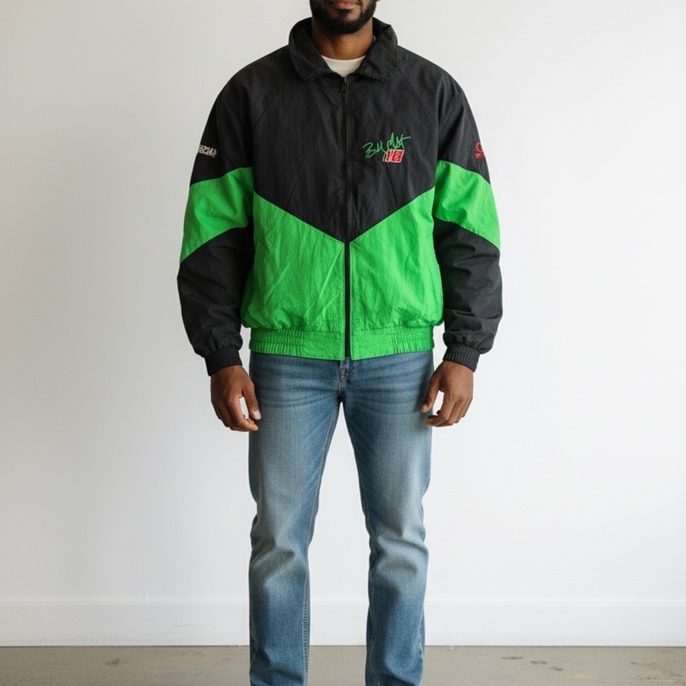 Joe Gibbs NASCAR Green And Black XLRacing  Mens Jacket